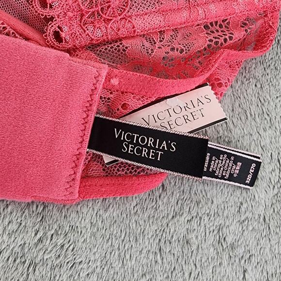 NEW Victoria's Secret Bralette 32D Pink Coral Very Sexy High Neck Lace Underwire - Picture 5 of 8
